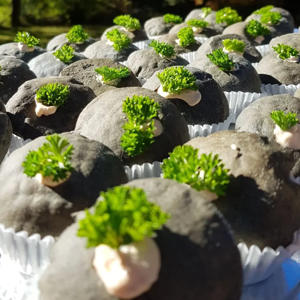 Bouchées noires au persil